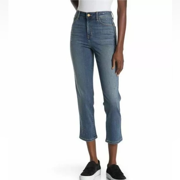 Sanctuary Jeans Modern Straight Crop High Rise Glitter Jeans - Picture 1 of 8